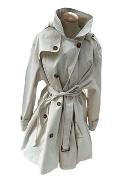 chrisuno bone white short trench raincoat 2X